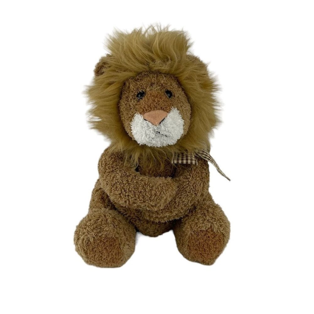 Mine Alone Lion 9"‎ Plush Brown Stuffed Animal Toy Gingham Bow